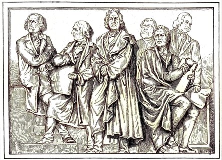 From left Wilhelm von Kaulbach, Peter von Cornelius, Christian Daniel Rauch, Gustav Blaeser, Karl
