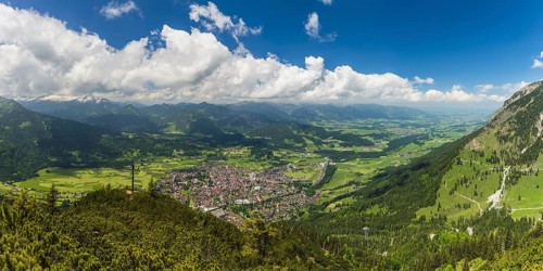Panorama from Schattenberg, 1692m, on Oberstdorf, Allgäu, Bavaria, Germany, Europe