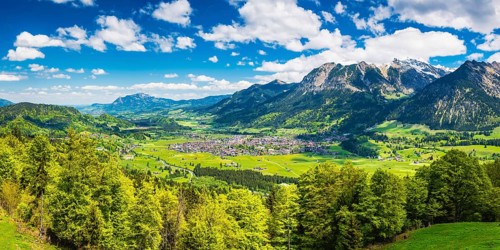 Mountain panorama from south-west on Oberstdorf, Oberallgäu, Allgäu, Bavaria, Germany, Europe