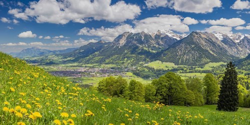 Mountain panorama from south-west on Oberstdorf, Oberallgäu, Allgäu, Bavaria, Germany, Europe