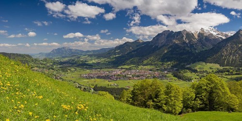Mountain panorama from south-west on Oberstdorf, Oberallgäu, Allgäu, Bavaria, Germany, Europe
