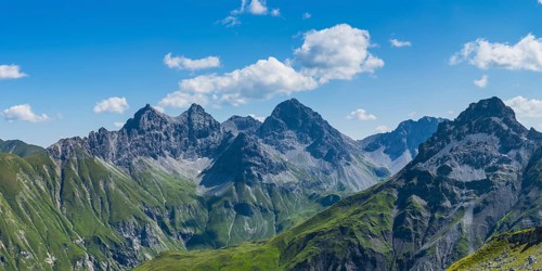Panorama from Wildengundkopf to Öfnerspitze, 2576m, Grosser Krottenkopf, 2656m and Mutlerkopf,