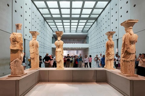 Gallery with caryatids, Acropolis Museum, architect Bernard Tschumi, Athens, Greece, Europe