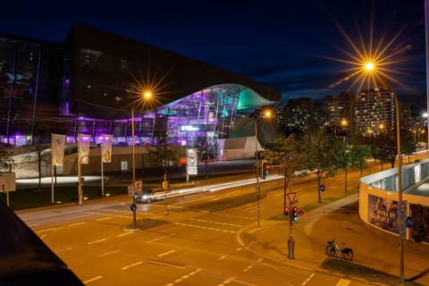 BMW Welt at night, Munich, Bavaria, Germany, Europe