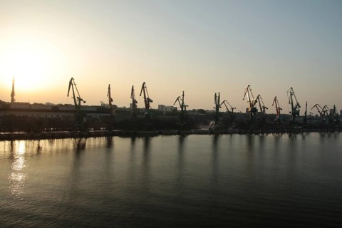 Klaipeda harbour entrance at sunrise