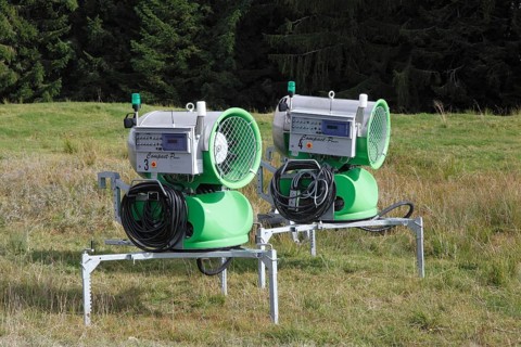 Snow cannons are waiting to be used