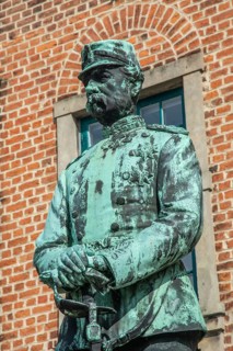 Statue of the Danish king Christian IX in front of the town hall in Nyborg, Funen, Fyn, Fyn Island,