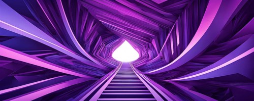 Abstract geometric pattern tunnel structure embodying data streams and communication in magenta