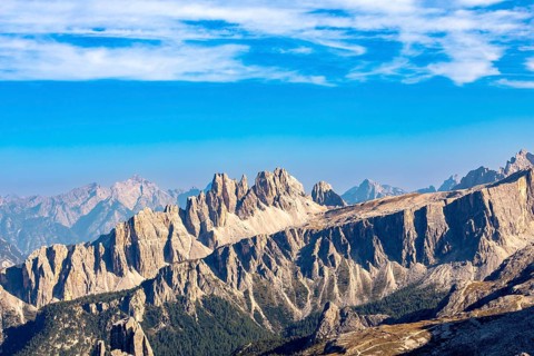 View from the summit of the Lagazuoi, Dolomites, Italy, Europe