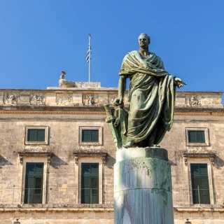 Statue in front of the Governor's Palace in Kerkyra, Corfu