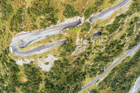 Aerial view of Sustenpass, swiss mountain pass, Switzerland, Europe
