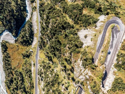 Aerial view of Sustenpass, swiss mountain pass, Switzerland, Europe