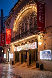 Night shot, Theatre, Teatro Politeama, Old Town, Lisbon, Portugal, Europe