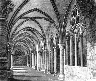 Cloister in Maulbronn Monastery, Baden-Württemberg, church building at the time of the Crusades,