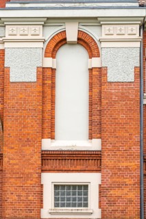 Brick façade of a refurbished industrial building