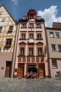 Restored old town house, Weissgerbergasse, Nuremberg, Middle Franconia, Bavaria, Germany, Europe