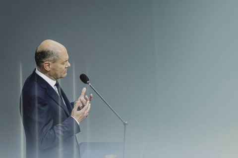 Olaf Scholz (SPD), Federal Chancellor, recorded during a government questioning in the German