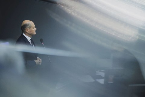 Olaf Scholz (SPD), Federal Chancellor, recorded during a government questioning in the German