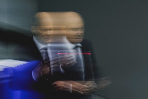 Olaf Scholz (SPD), Federal Chancellor, recorded during a government questioning in the German