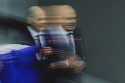 Olaf Scholz (SPD), Federal Chancellor, recorded during a government questioning in the German