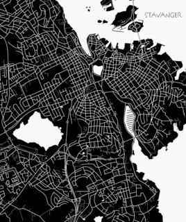 City map of Stavanger, Norway. Dark background version for infographic and marketing projects