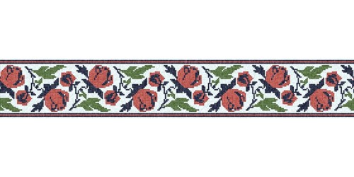 Horziontal seamless mosaic border pattern with floral motif