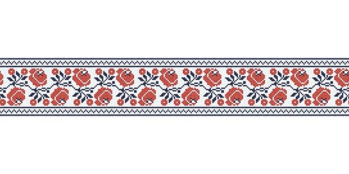 Horziontal seamless mosaic border pattern with floral motif