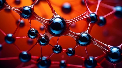 Network of interconnected shapes inspired by the structure of spider silk representing strength and