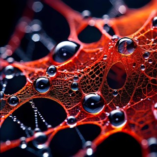 Network of interconnected shapes inspired by the structure of spider silk representing strength and