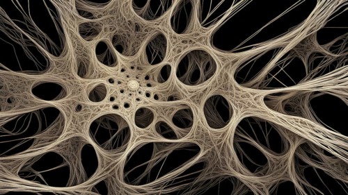 Network of interconnected shapes inspired by the structure of spider silk representing strength and