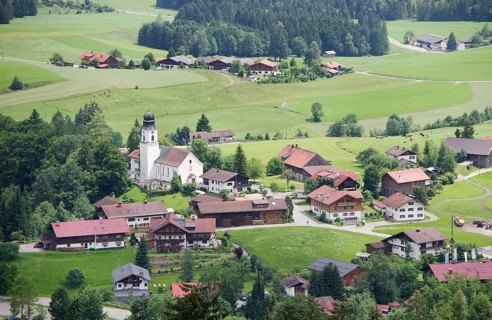 Small village in the bavarian alps oberallgaeu germany