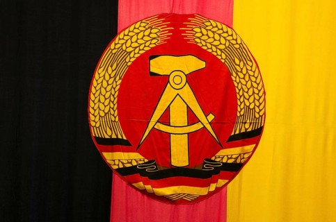 Close-up of the former ddr gdr german flag in black red gold