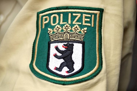 Closeup of a badge of a german policeman