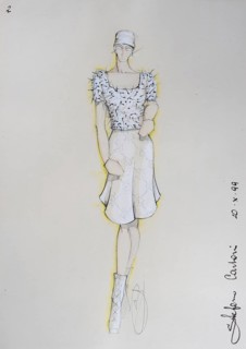 Fashion sketch, fashion design, women's fashion, fashion collection Prêt à porter autumn-winter