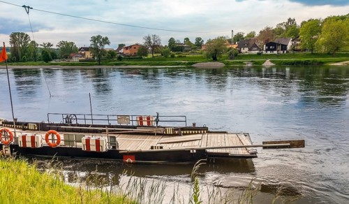 Kelheim, Bavaria, Germany on 21.05.2017 Cable ferry across the Danube at Weltenburg Lower Bavaria