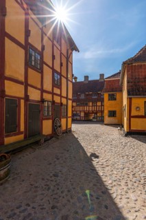 Kerteminde, Andresens Gaard, historic merchant's yard, restored half-timbered house, ensemble,
