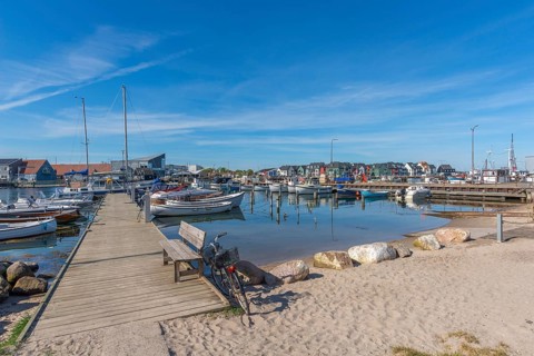 Kerteminde fishing harbour, jetty, beach, Great Belt, Fyn, Fyn Island, Baltic Sea, Denmark, Europe