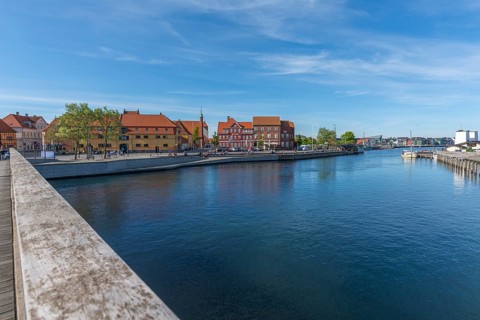 Small town of Kerteminde on the Great Belt, old town by the harbour basin, Fyn, Fyn Island, Baltic