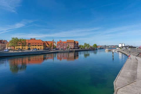 Small town of Kerteminde on the Great Belt, old town by the harbour basin, Fyn, Fyn Island, Baltic