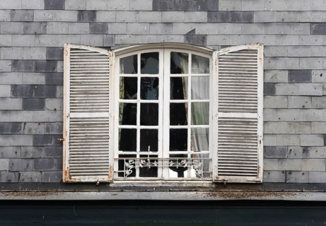 Transom window with shutters in Honfleur Window with shutters in France