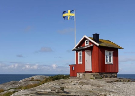 The pilot house on the small island of Vrango on the Swedish west coast near Gothenburg
