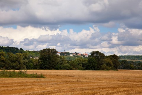 A landscape near Dorndorf with a view of the Dornburg locks a landscape with thorn village