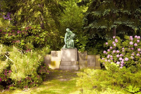 Figure at the South Cemetery in Leipzig, Germany, Europe