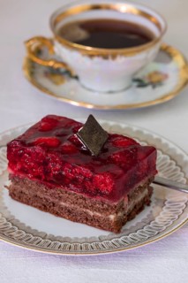 Raspberry cake on a plate