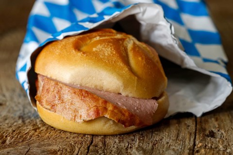 Bavarian meatloaf bun on dark wood