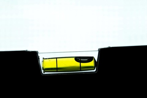 Spirit level of a spirit level, inclined, out of balance