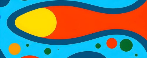 Abstract organic shapes converge in a kaleidoscope of vibrant colors in a minimalist design, AI