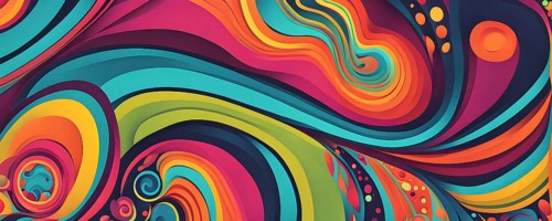 Abstract organic shapes converge in a kaleidoscope of vibrant colors in a minimalist design, AI