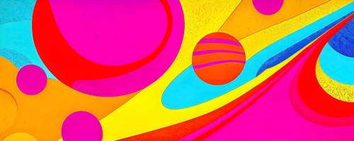 Abstract organic shapes converge in a kaleidoscope of vibrant colors in a minimalist design, AI