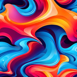 Abstract organic shapes converge in a kaleidoscope of vibrant colors in a minimalist design, AI